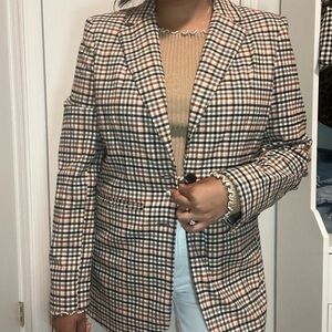 A New Day Checkered Blazer in Brown and Black